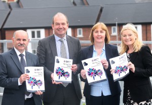 Launching the Have Your Say Belfast Survey are (L-R): Dr Eddie Rooney and Dr Michael McBride, Co-Chairs of the Belfast Strategic Partnership (BSP); Irene Sherry, Chair of BSP Mental Health & Emotional Wellbeing Thematic Group and Siobhan Toland, Head of Environment Health & Lead Operations Officer of City and Neighbourhoods Services, BCC.